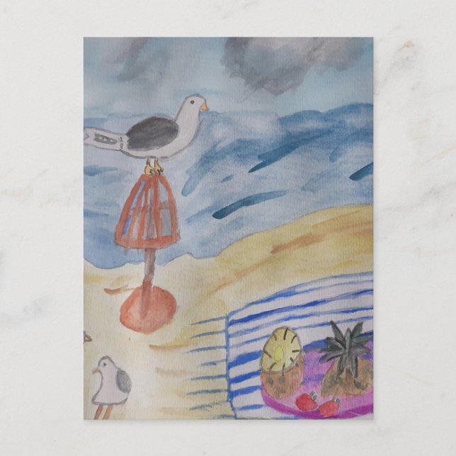 Möwen auf der Strandpostkarte Postkarte (Vorderseite)