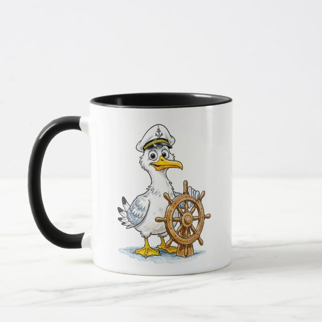 Möwen-Comic-Schiffskapitän Tasse (Links)