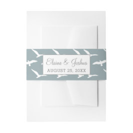 Möwen, duskyblau, Bauchband Einladungsbanderole