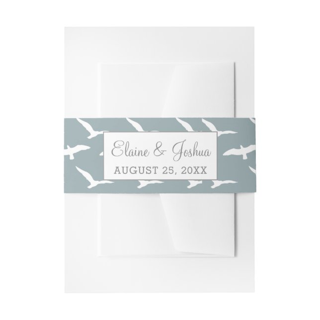 Möwen, duskyblau, Bauchband Einladungsbanderole (Vorderseite Beispiel)