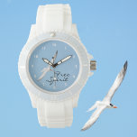 Möwen im fliegenfreien Geist Armbanduhr<br><div class="desc">Inspiriert durch die Fluchtfreiheit der Möwen gegen einen klaren blauen Himmel,  kann diese wunderschöne Armbanduhr ihren freien Geist inspiriert und anerkennen. Der Vogel- oder Strandliebhaber wird diesen Küstenschatz Liebe geben. Es kann mit einem Namen oder Initialen personalisiert werden. Alle Bilder sind originelle Vogelfotografie von JLW_FOTOGRAFIE.</div>