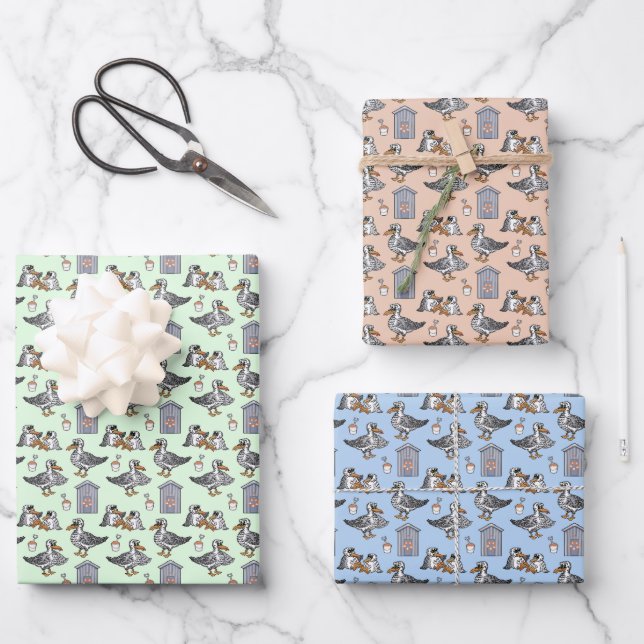 Möwen in der Strandhütte Geschenkpapier Set (Vorderseite)