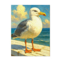 Möwen-Postkarte | Küstenstrand-Vogel-Kunst