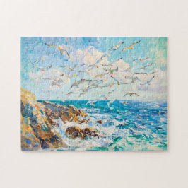 Möwen über Wellen beeindruckende Ozeanszene Puzzle