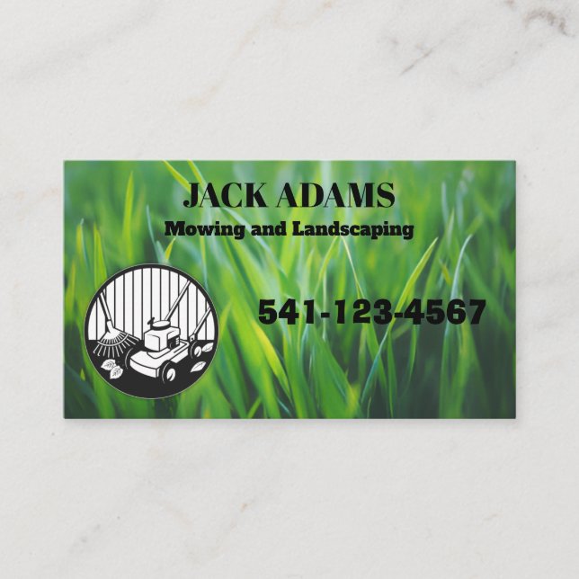 Mowing and Landscaping Business Card Visitenkarte (Vorderseite)