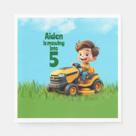 Mowing Into Lawn Mower Birthday Party Serviette