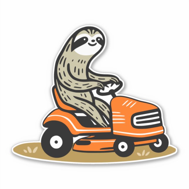 Mowing Sloth Aufkleber (Vorderseite)