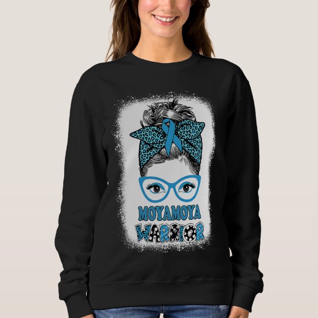 Moyamoya Disease Awareness Messy Bun Blue Ribbon W Sweatshirt (Vorderseite)