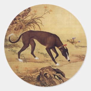 Moyuli ~ 墨 玉 ~ Greyhound ~ Giuseppe Castiglione ~  Runder Aufkleber