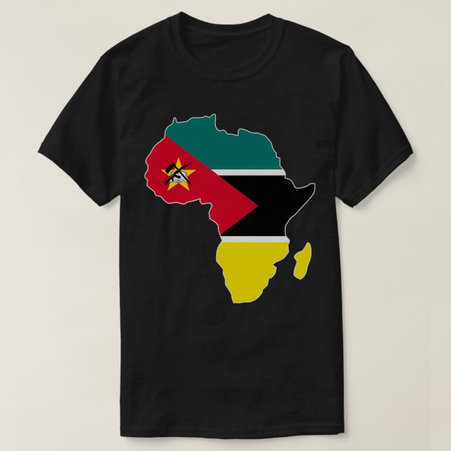 Mozambique Flag clipped inside Africa Map T-Shirt (Design vorne)