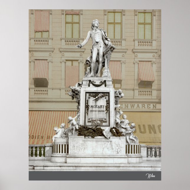 Mozart-Denkmal in Wien (c. 1900) Poster (Vorne)
