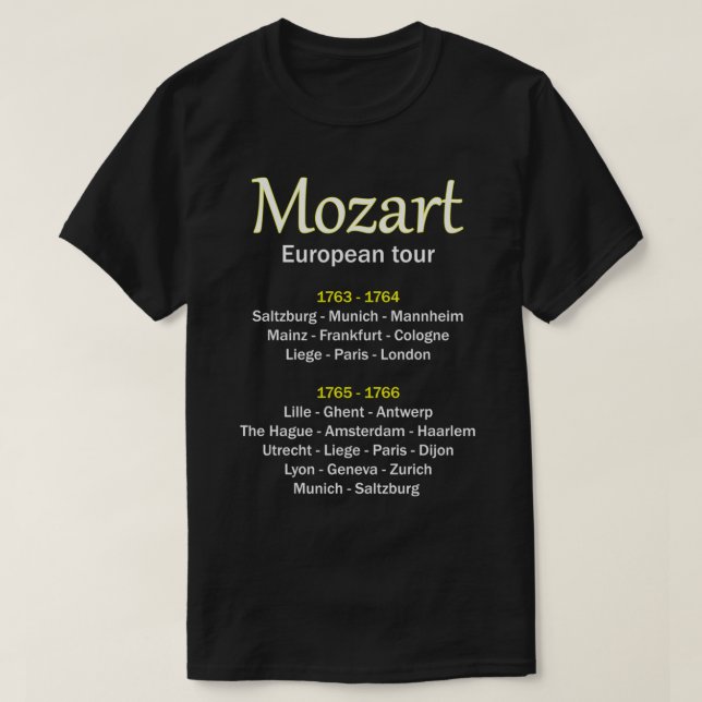 Mozart European Tour Merchandise Classic T - Shirt (Design vorne)