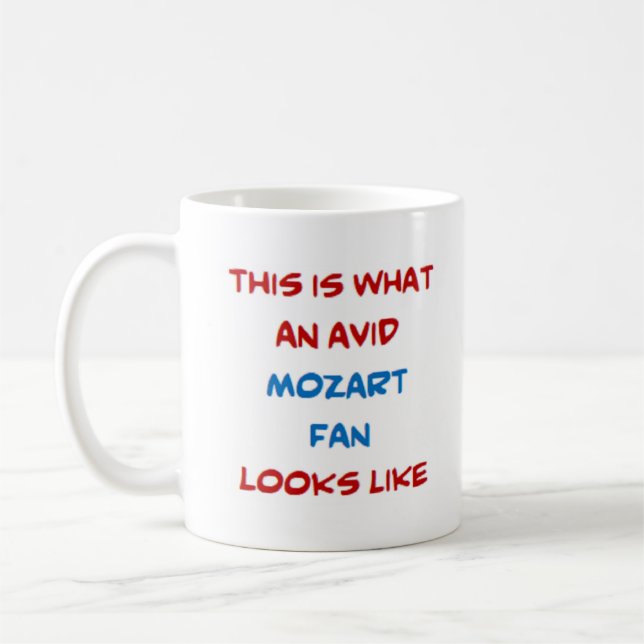 Mozart-Fan, begeistert Kaffeetasse (Links)