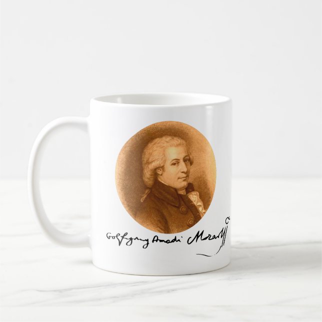 Mozart-Komponist Portrait Elegante Klassische Musi Kaffeetasse (Links)