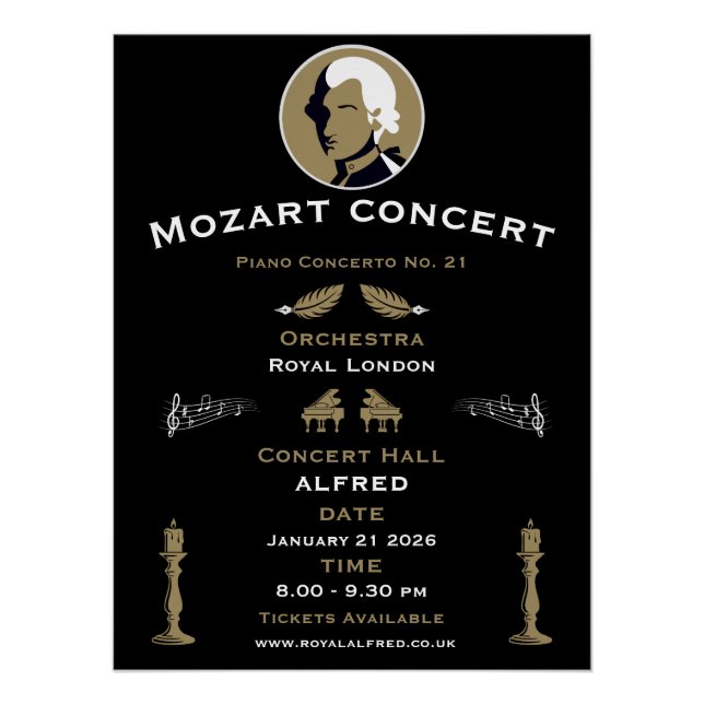 Mozart-Musikkonzert Poster (Vorderseite)