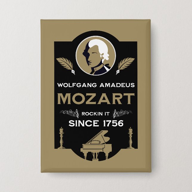 Mozart Musikliebhaber-Geschenk Button (Vorderseite)