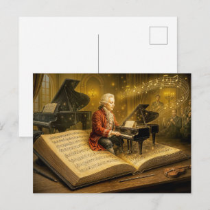 Mozart-Musikszene aus dem klassischen Buch Feiertagspostkarte
