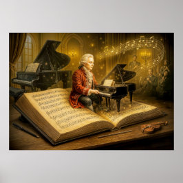 Mozart-Musikszene aus dem klassischen Buch Poster