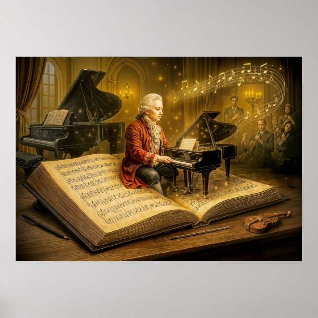 Mozart-Musikszene aus dem klassischen Buch Poster (Vorne)