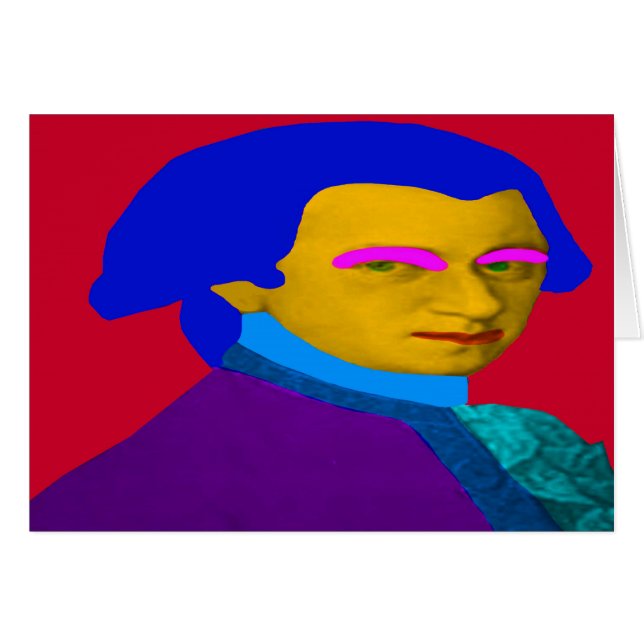Mozart Pop-Art-Grußkarte (Vorderseite (Horizontal))