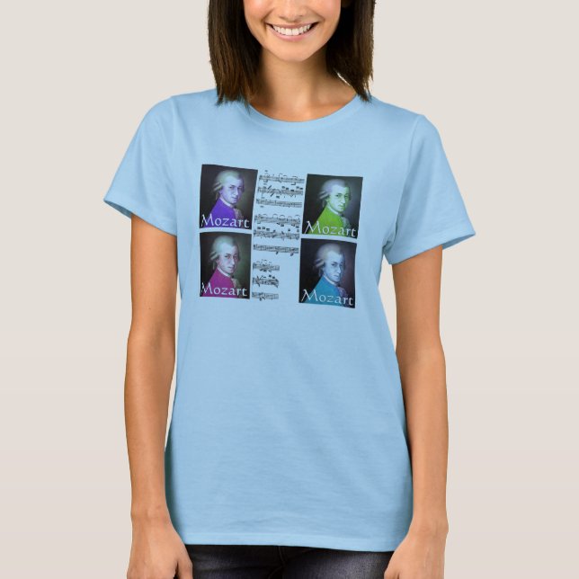 Mozart-Popkunst-Damen-T - Shirt (Vorderseite)
