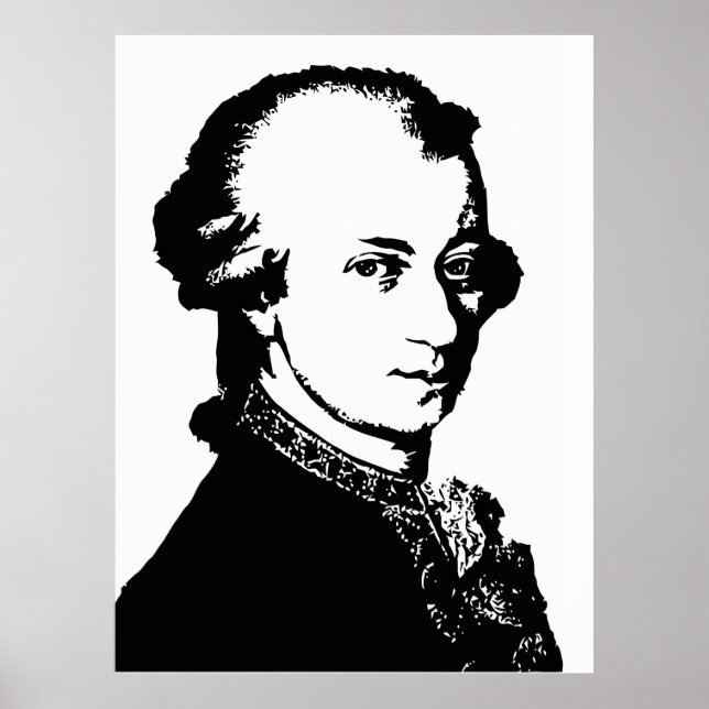 Mozart Schwarz-Weiß-Vektorgrafik Poster (Vorne)