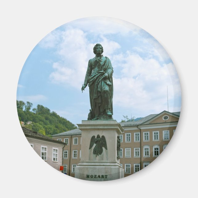 Mozart-Statue in Salzburg Magnet (Vorne)