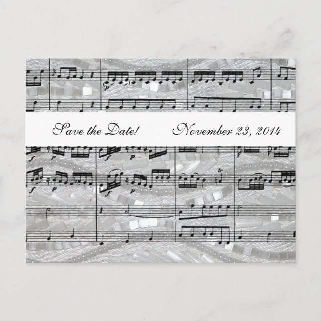 Mozart und Perlen Save the Date Ankündigungspostkarte (Vorderseite)