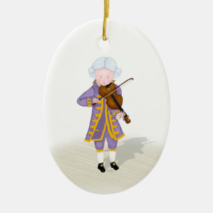 Mozart Violine Kind Wundermusik Keramik Ornament