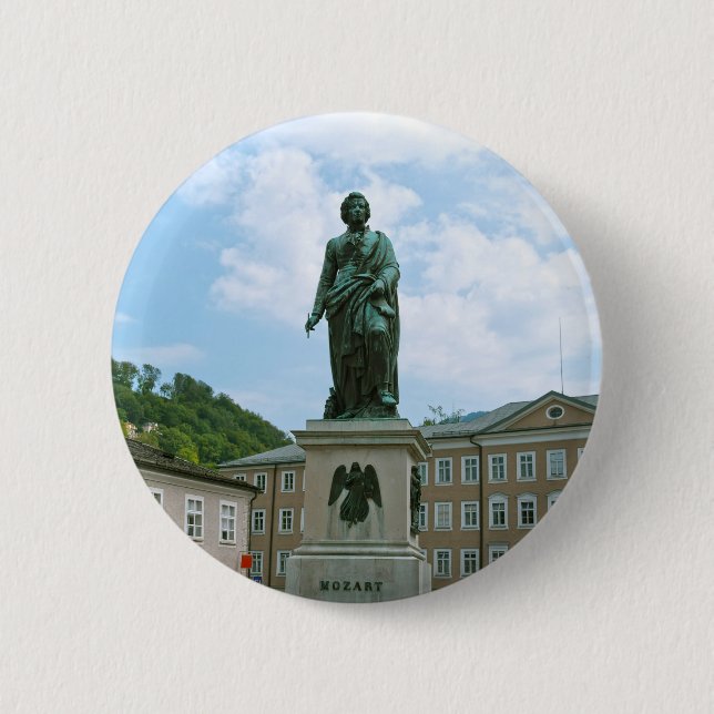Mozartstatue in Salzburg Button (Vorderseite)