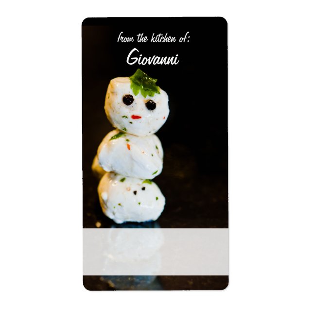 Mozzarella Ball Snowman Custom Recife Label (Vorne)