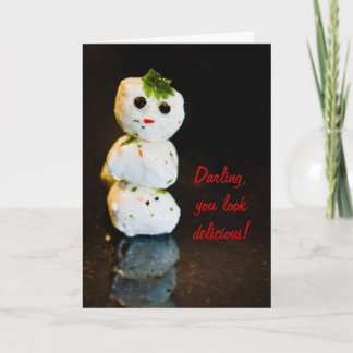 Mozzarella Ball Snowman Spaß Feiertagskarte