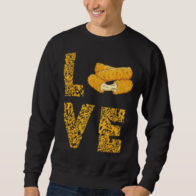 Mozzarella Sticks Leopard Liebe Käsesäcke Nahrung Sweatshirt (Vorderseite)