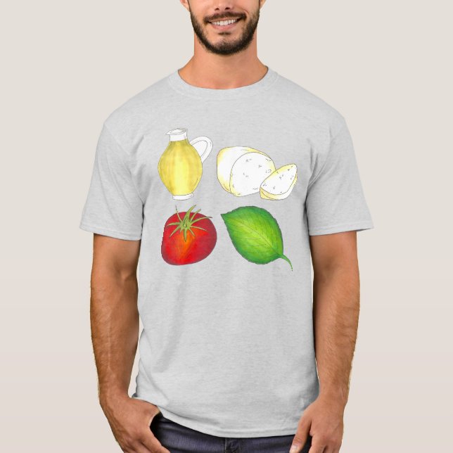Mozzarella Tomato Basilikum Olivenöl Italienisches T-Shirt (Vorderseite)