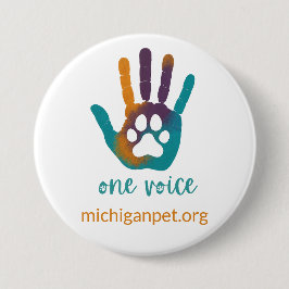 MPA One Voice Paw Print in Hand Drucktaste Button