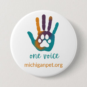 MPA One Voice Paw Print in Hand Drucktaste Button