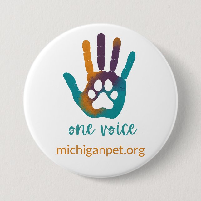 MPA One Voice Paw Print in Hand Drucktaste Button (Vorderseite)