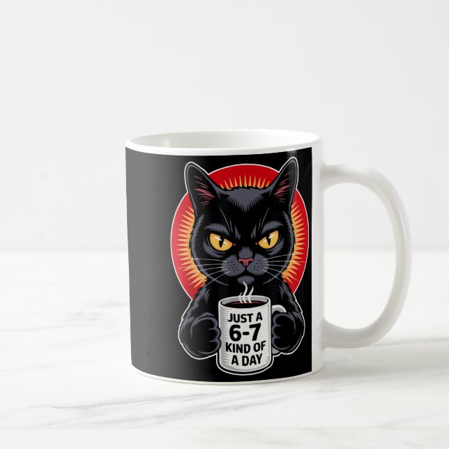Mpy 6 7 Meme Cat Funny Gen Alpha Six Seven Cat Lov Kaffeetasse (Rechts)