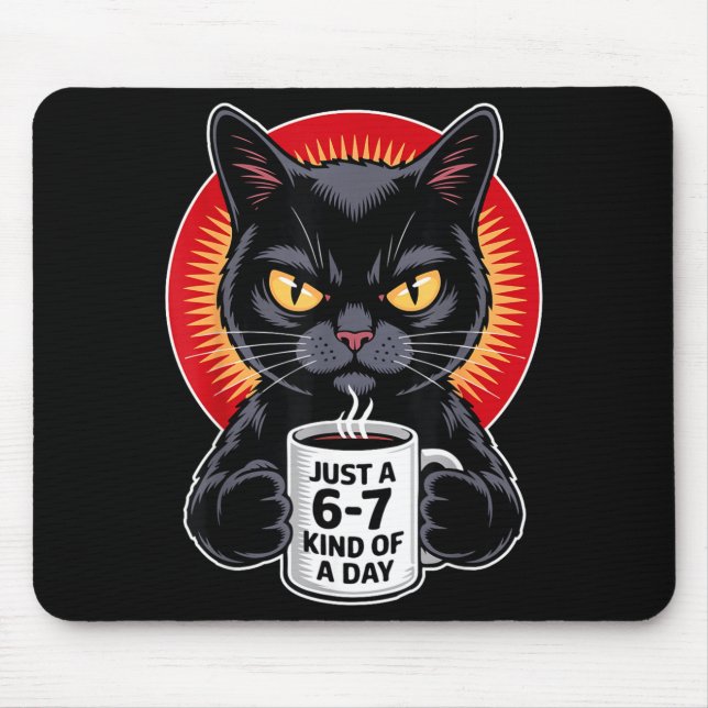 Mpy 6 7 Meme Cat Funny Gen Alpha Six Seven Cat Lov Mousepad (Vorne)