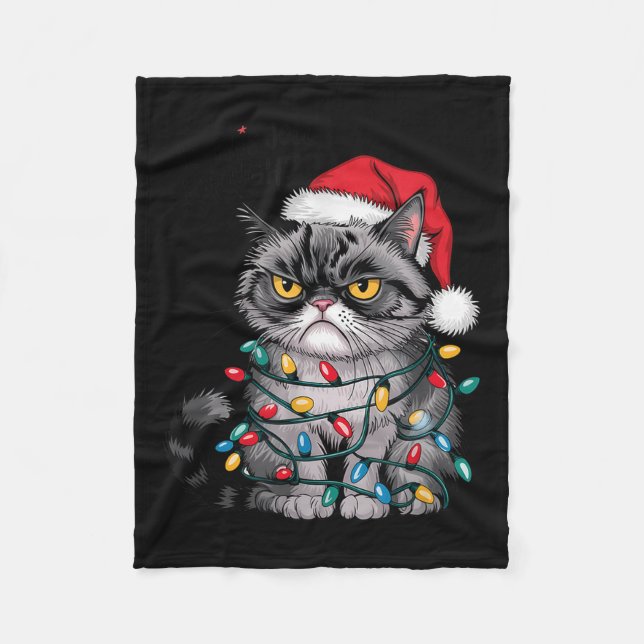 Mpy Christmas Cat Jolly Enough Funny Holiday  Fleecedecke (Vorderseite)