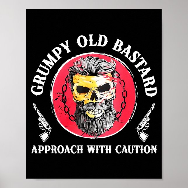 Mpy Old Approach With Caution Beard Skull Barber  Poster (Vorne)