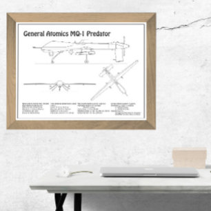 MQ-1 Predator UAV- Flugzeug-Blueprint BD Fotodruck