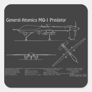 MQ-1 Predator UAV - Flugzeugkonzept für Paris PD Quadratischer Aufkleber