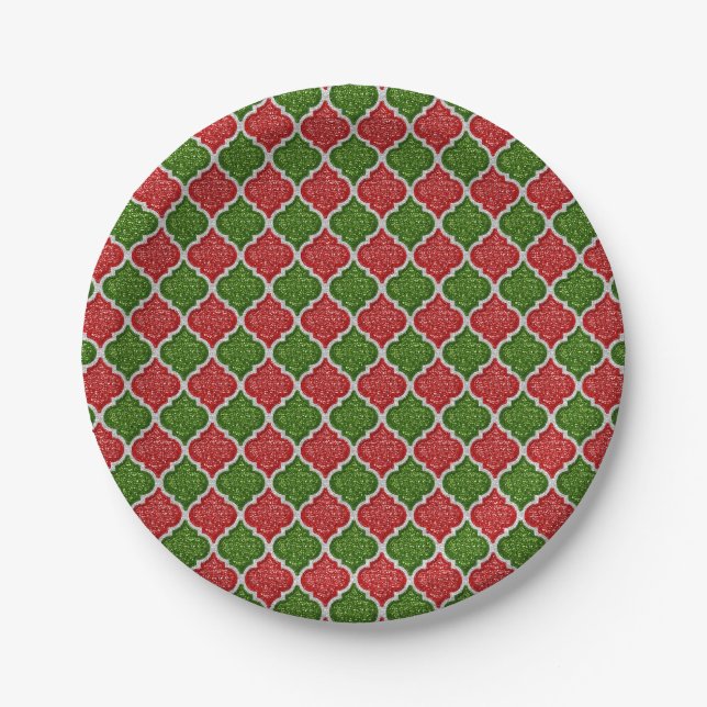 MQF-Sequinen-RED-WHITE-GREEN-PAPER-TELLER Pappteller (Vorderseite)