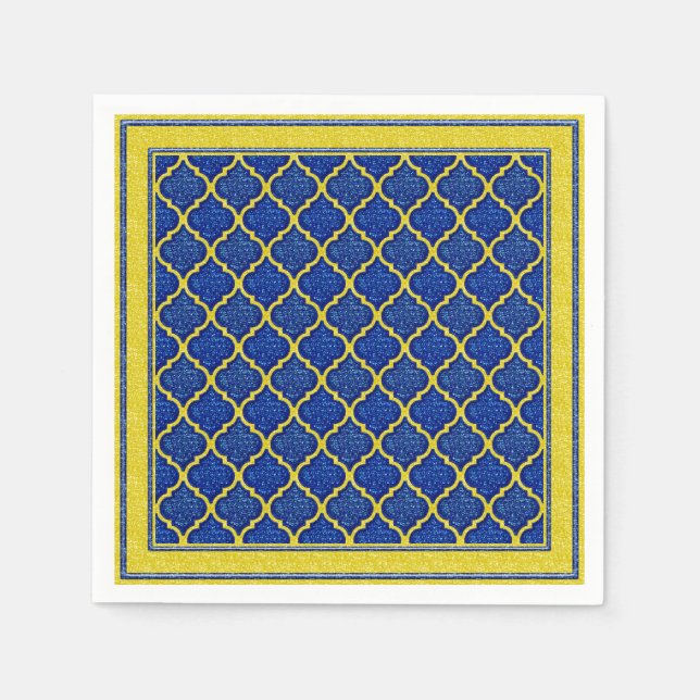 MQF Sequins-Blue-Yellow-PAPER-NAPKINS Serviette (Vorderseite)