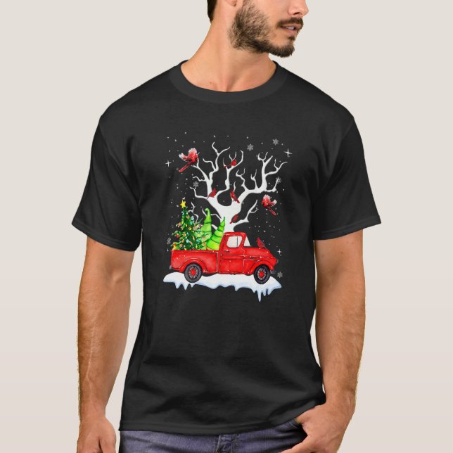 Mqoo Kardinal Truck Weihnachtsbaum Merry Xmas Kart T-Shirt (Vorderseite)