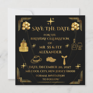 MR 55 & FLY Herren 55. Geburtstag Gold Onyx Save The Date