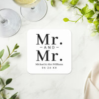Mr. and Mr. Black and White Custom Wedding Monogra