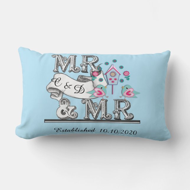 Mr. and Mr Personalisiert Gay Wedding Gift Lendenkissen (Vorderseite)
