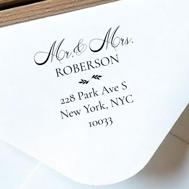 Mr. and Mr. Script Simple Wedding Cap Rücksendeadr Gummistempel (Von Creator hochgeladen)